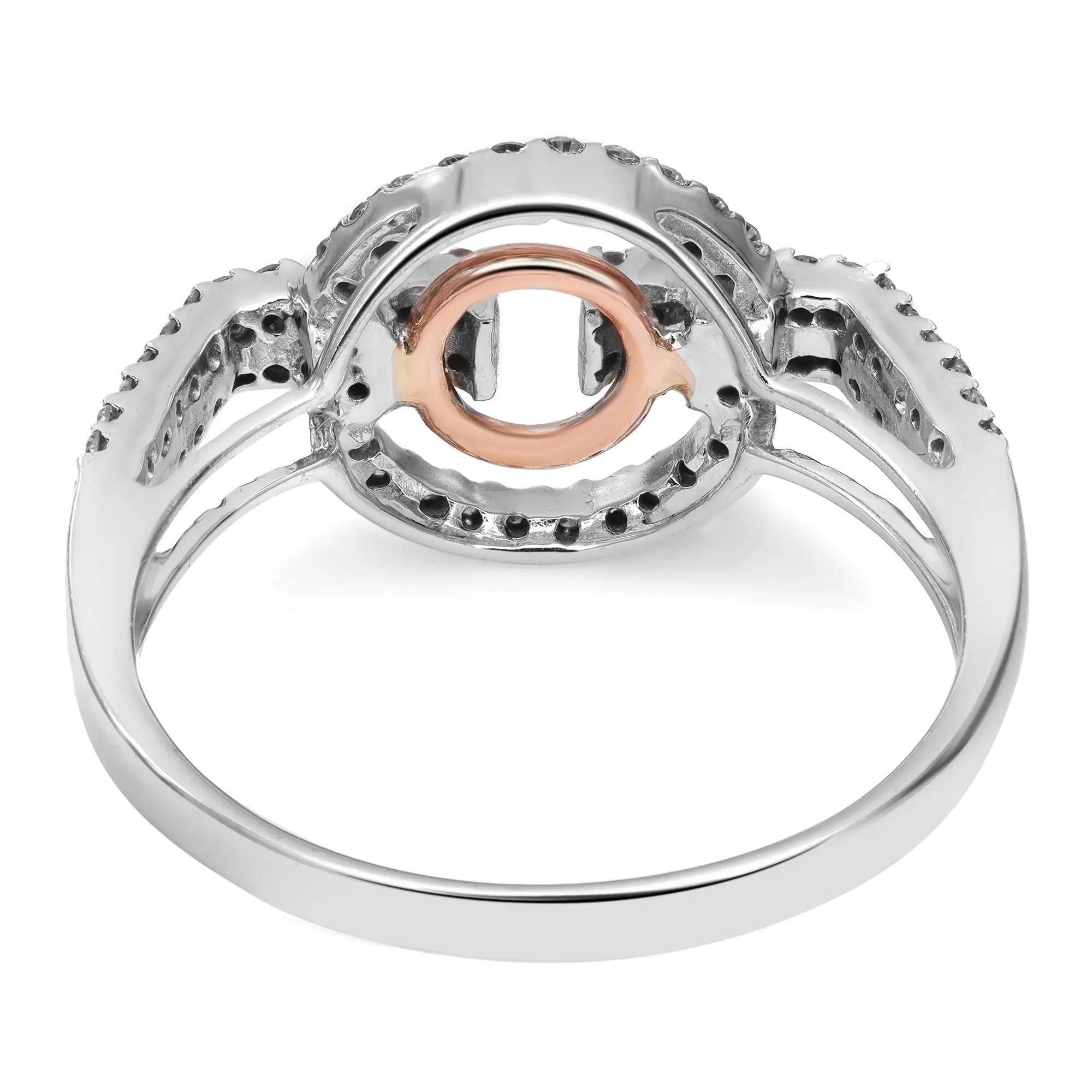 0.43cttw Prong Set Round Cut Diamond Ladies Ring 14k White & Rose Gold In New Condition For Sale In New York, NY