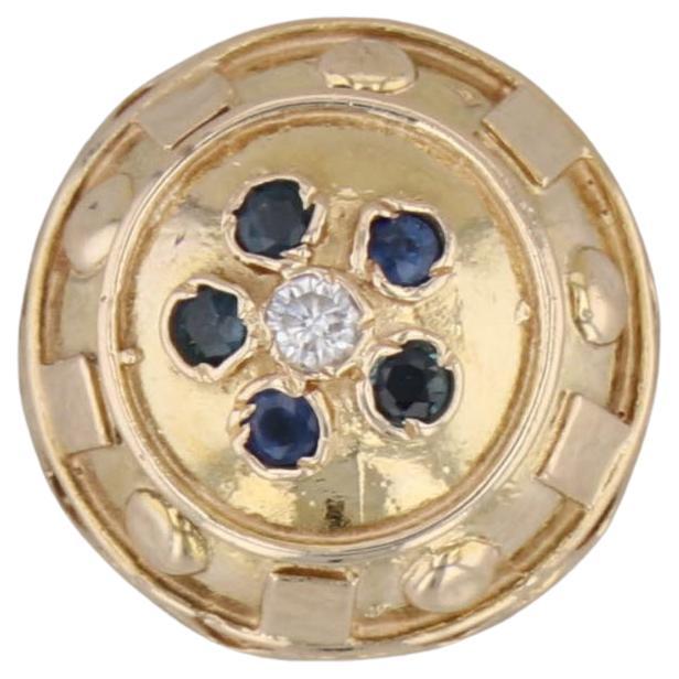 0,43 Karat Blauer Saphir Diamant Slide Charm-Armband 14k Gelbgold Vintage