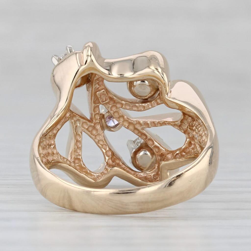 0,43ctw Diamond Abstract Ring 14k Gelbgold Größe 7,75 Cocktail (Rundschliff) im Angebot