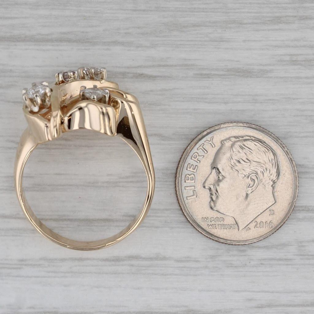 0,43ctw Diamond Abstract Ring 14k Gelbgold Größe 7,75 Cocktail im Angebot 2