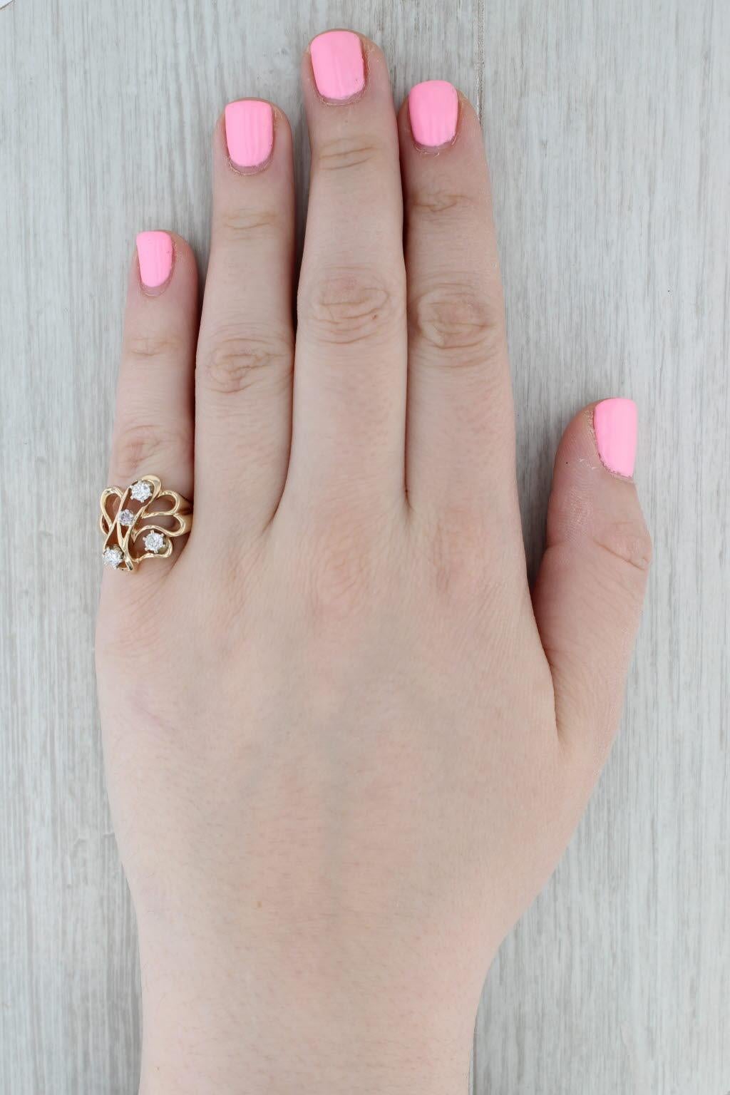 0,43ctw Diamond Abstract Ring 14k Gelbgold Größe 7,75 Cocktail im Angebot 4