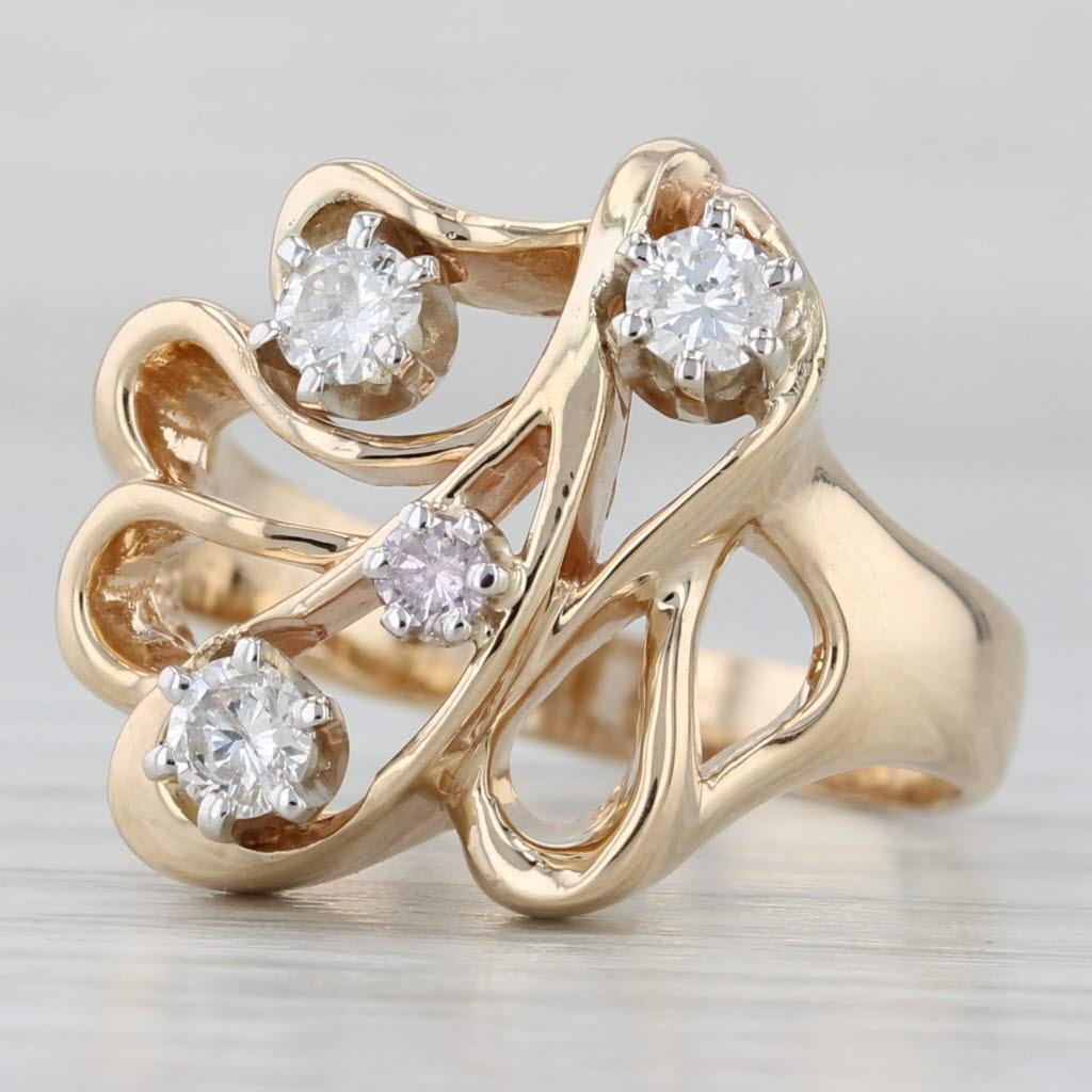 0,43ctw Diamond Abstract Ring 14k Gelbgold Größe 7,75 Cocktail