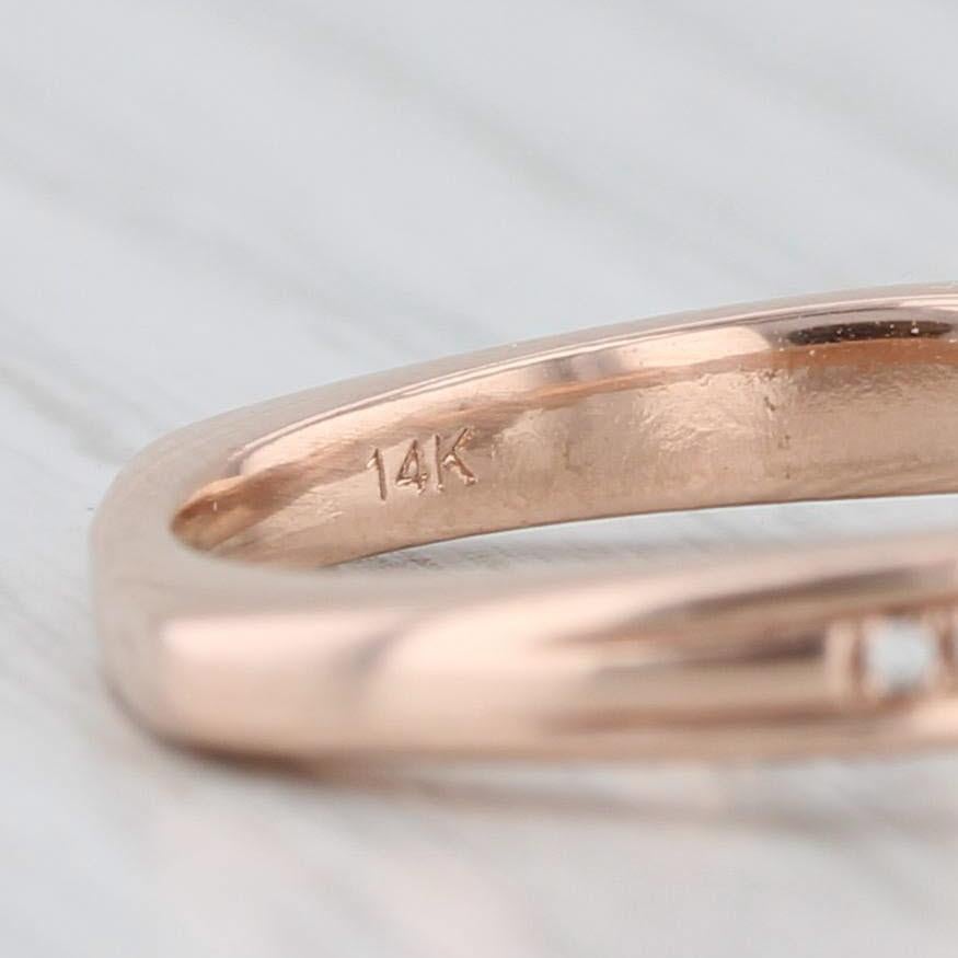 Anello di fidanzamento aureolato con diamante rotondo da 0,43 carati in oro rosa 14k, misura 6,5 Vintage in vendita 2