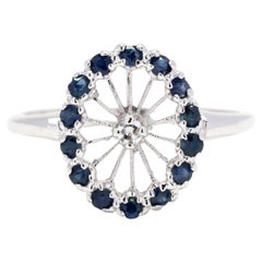 0.43ctw Sapphire Diamond Oval Statement Ring, 14K White Gold, Ring Size 7.75