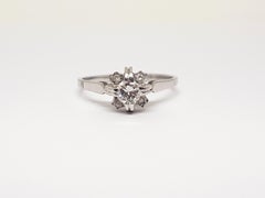 0.44 Carat Antique White Gold Diamond Engagement Ring