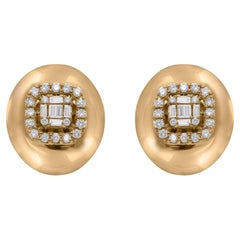 Orecchini con diamante ovale baguette da 0,44 carati in oro giallo 14 carati Gioielli di pregio