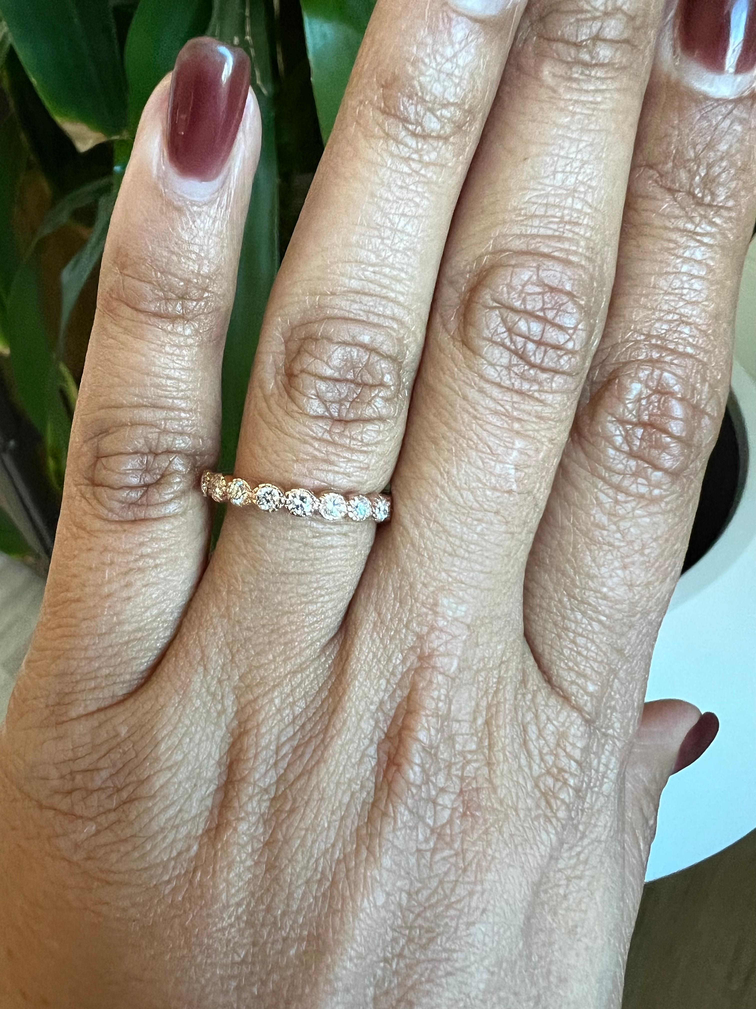 0.44 Carat Diamond 14 Karat Rose Gold Band In New Condition For Sale In Los Angeles, CA