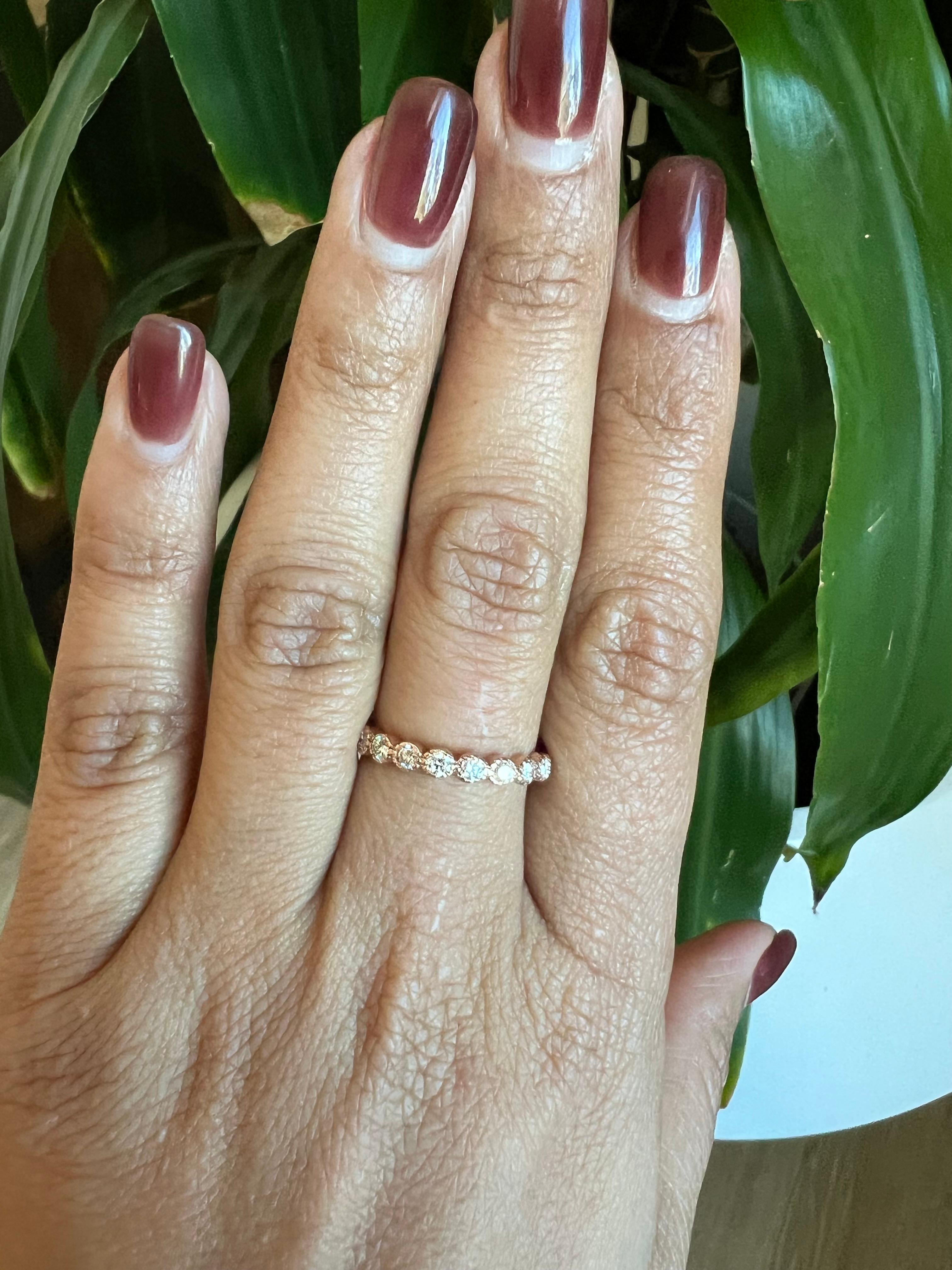 Women's 0.44 Carat Diamond 14 Karat Rose Gold Band For Sale