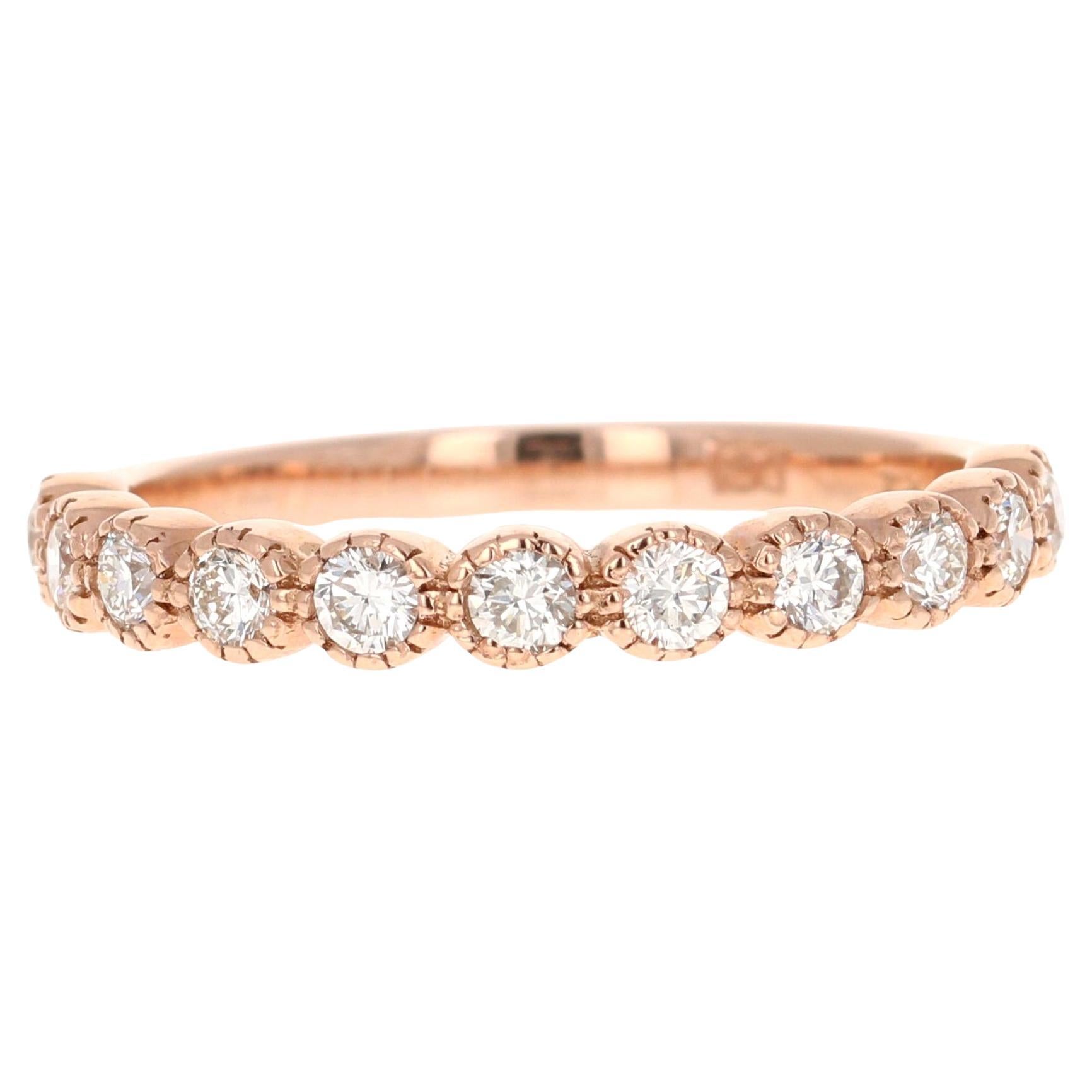 0.44 Carat Diamond 14 Karat Rose Gold Band