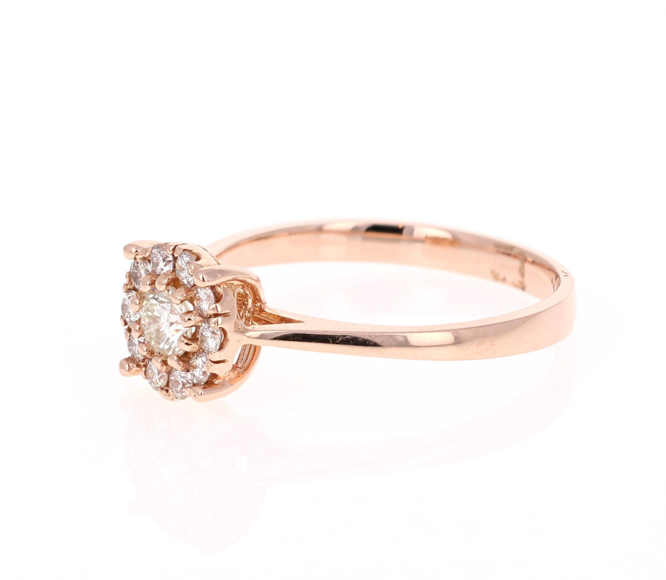 Modern 0.44 Carat Diamond 14 Karat Rose Gold Ring