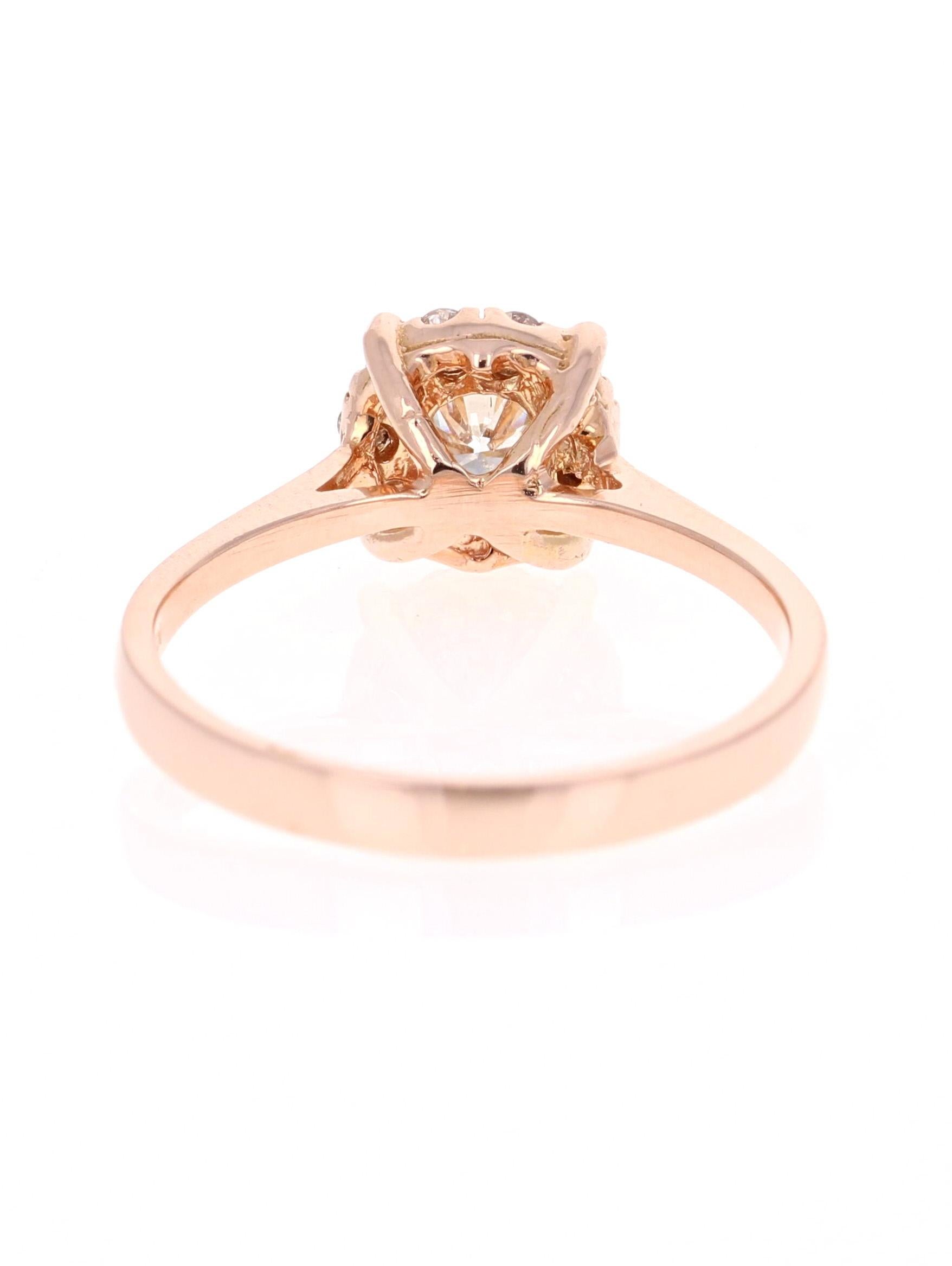 Round Cut 0.44 Carat Diamond 14 Karat Rose Gold Ring