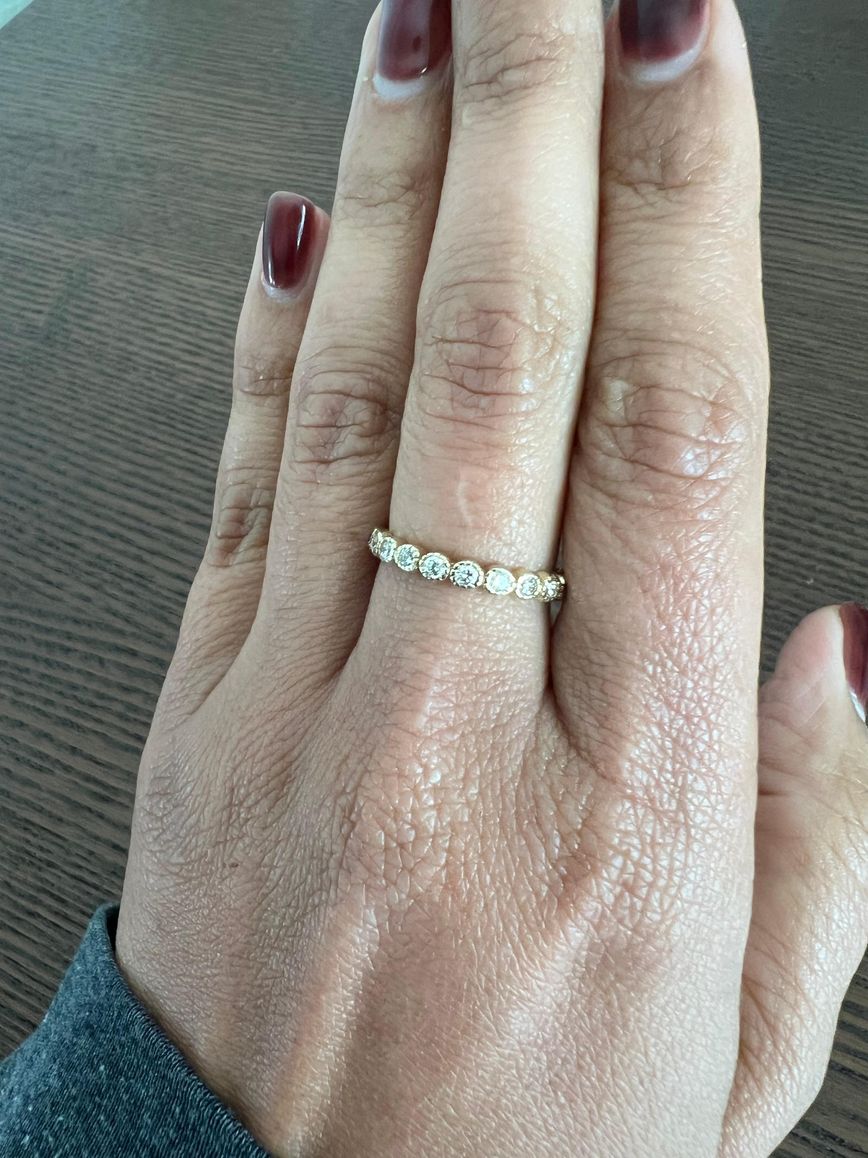 Women's 0.44 Carat Diamond 14 Karat Yellow Gold Band For Sale