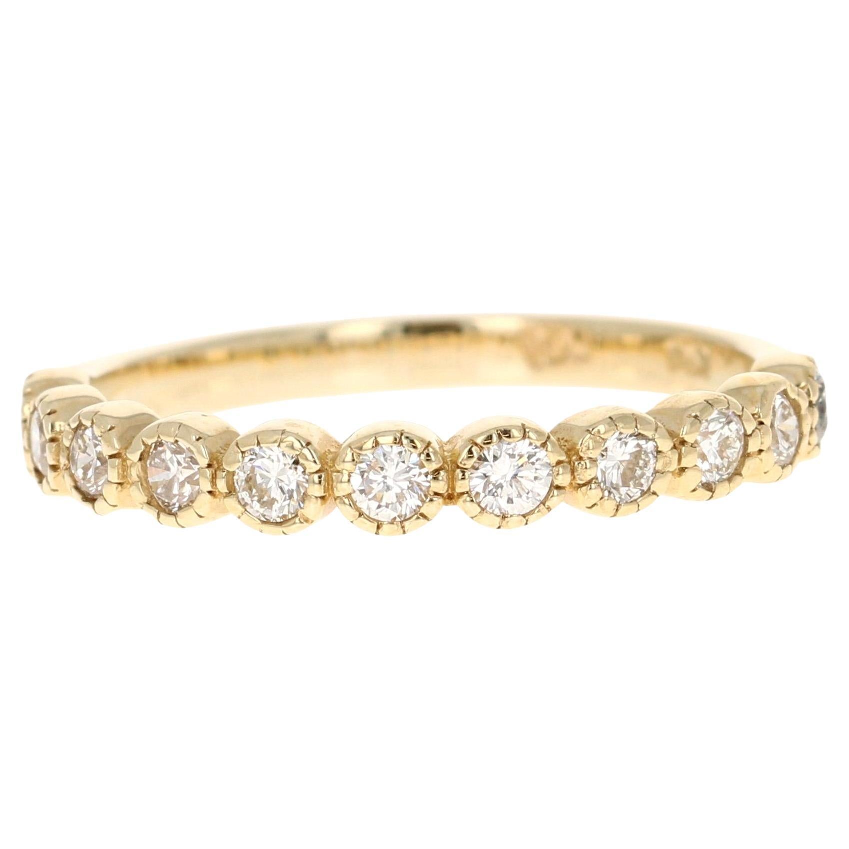 0.44 Carat Diamond 14 Karat Yellow Gold Band