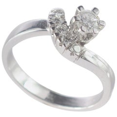 0.44 Carat Diamond Brilliant 18 Karat White Gold Engagement Bridal Ring