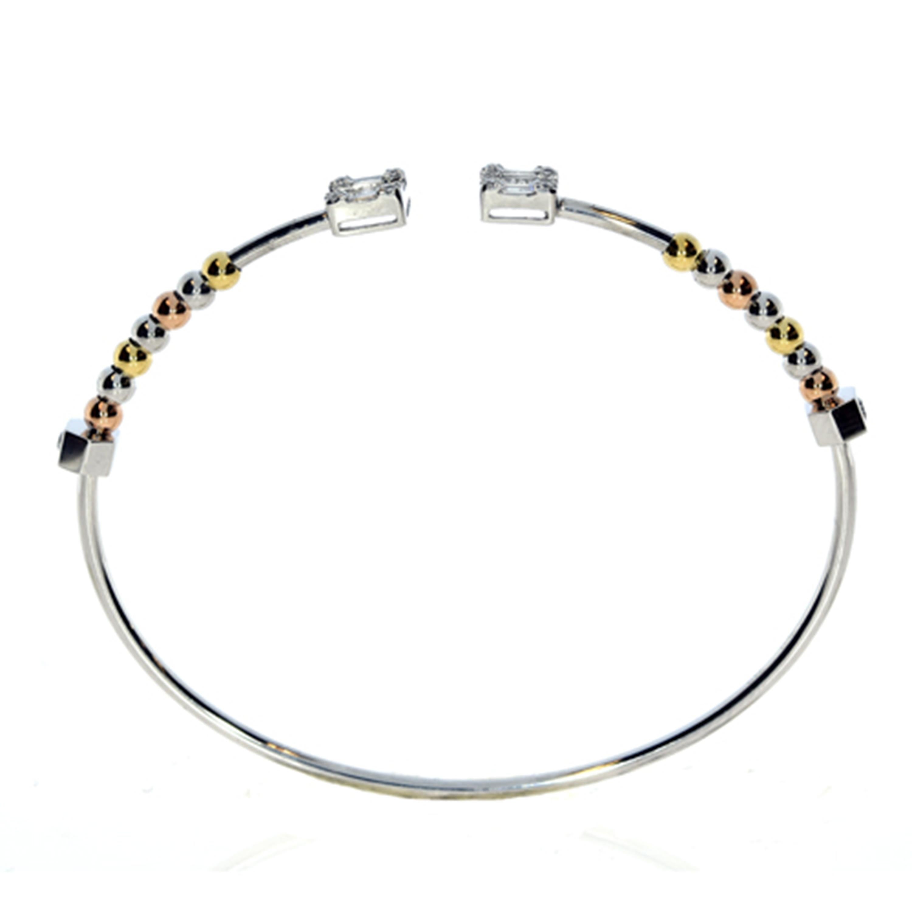 Women's 0.44 Carat Diamond Rose and White Gold Bangle For Sale