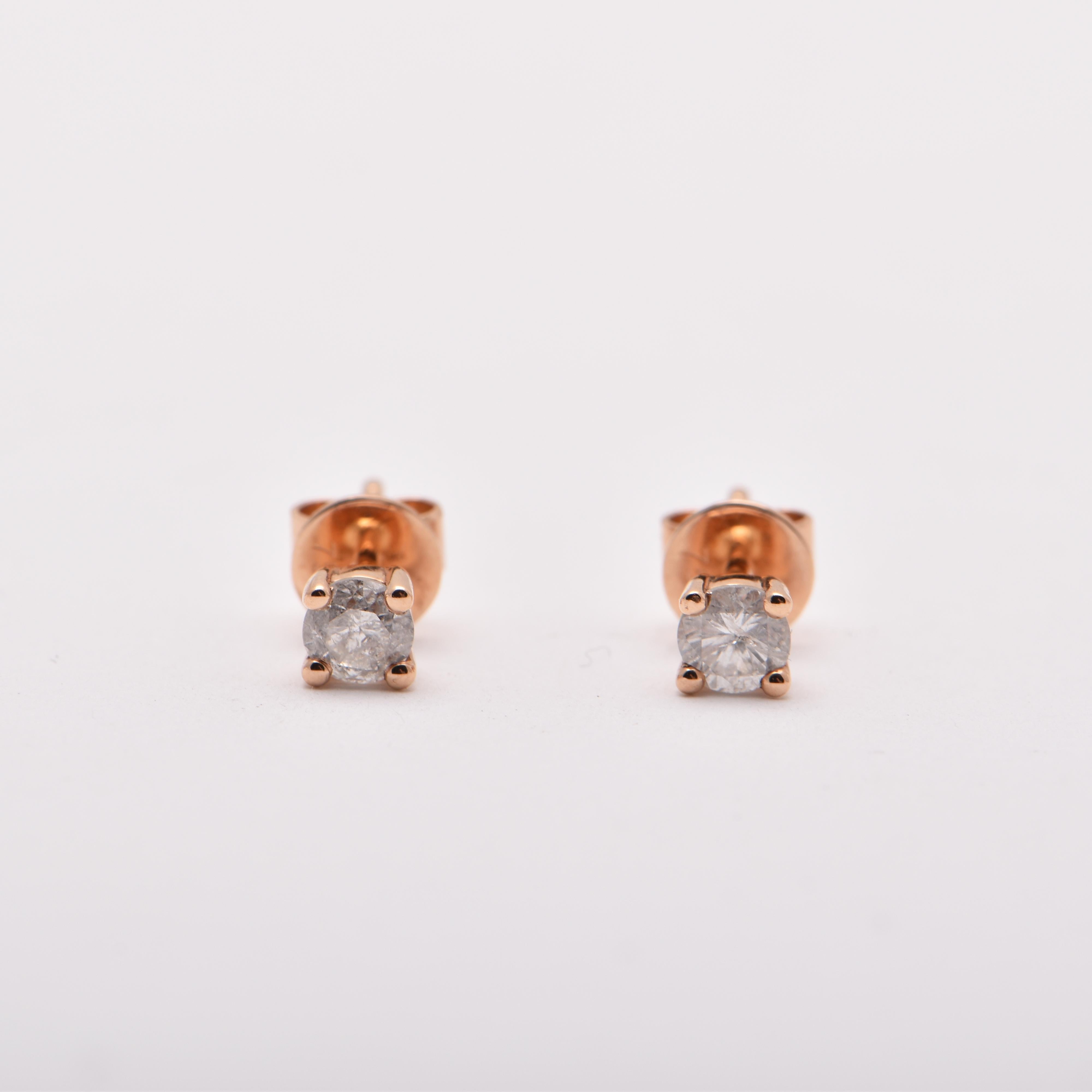 0.44 Carat Diamond Studs in 18 Carat Rose Gold In New Condition For Sale In Sydney, AU