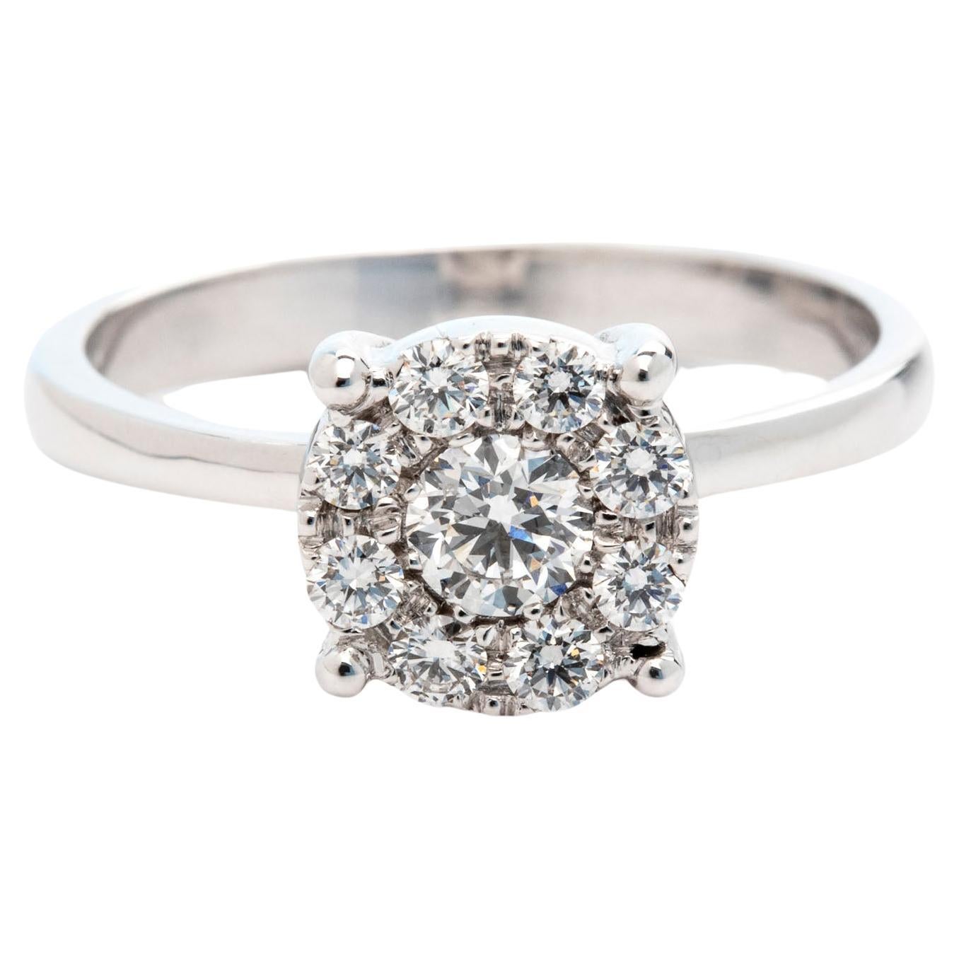 0.44 Carat E-F Color VS Diamond 18K White Gold Magic Ring For Sale