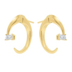 0.44 Carat Emerald Cut White Diamonds 18K Yellow Gold Tears Earrings