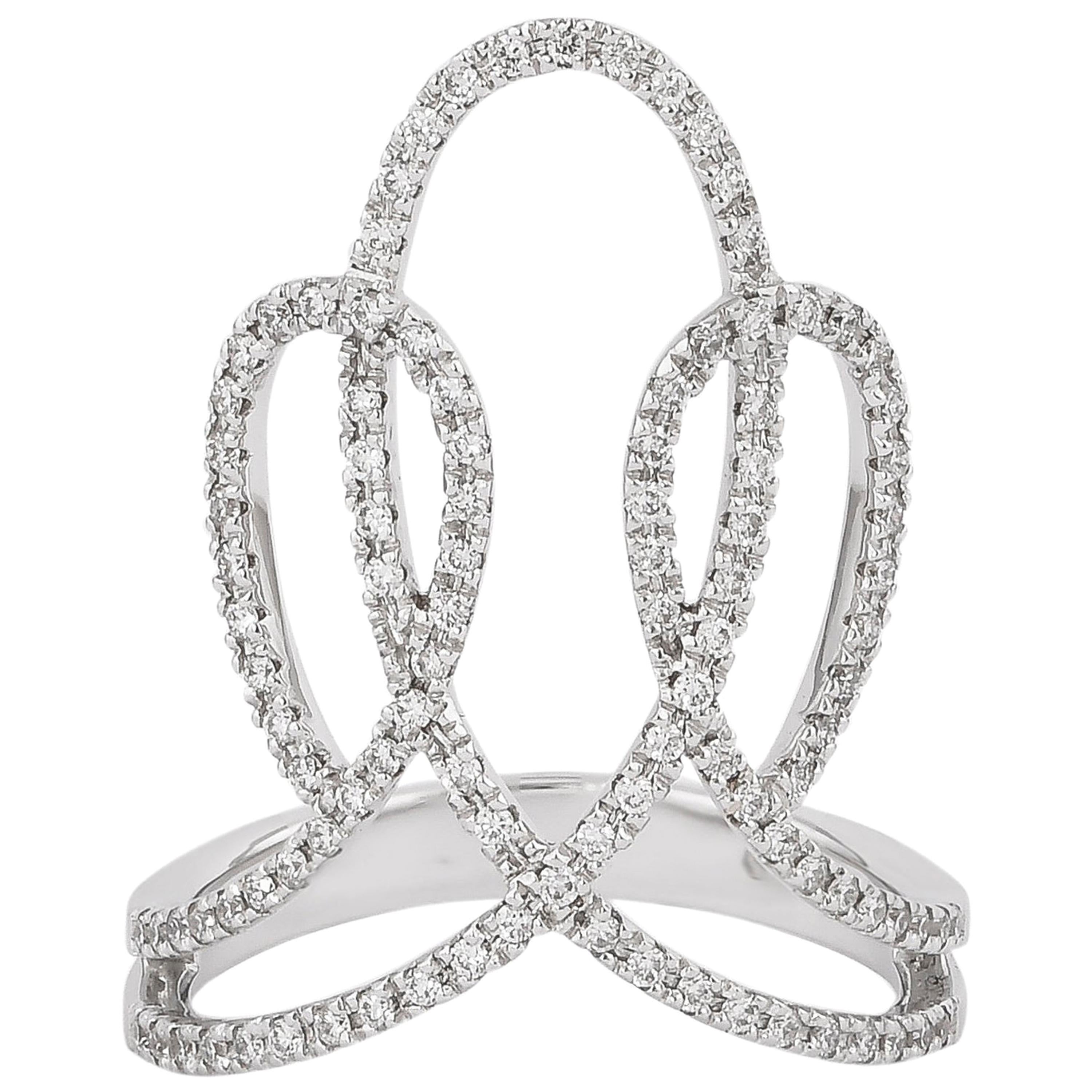 0.44 Carat GVS Diamond Classic Ring in 18 Karat White Gold For Sale