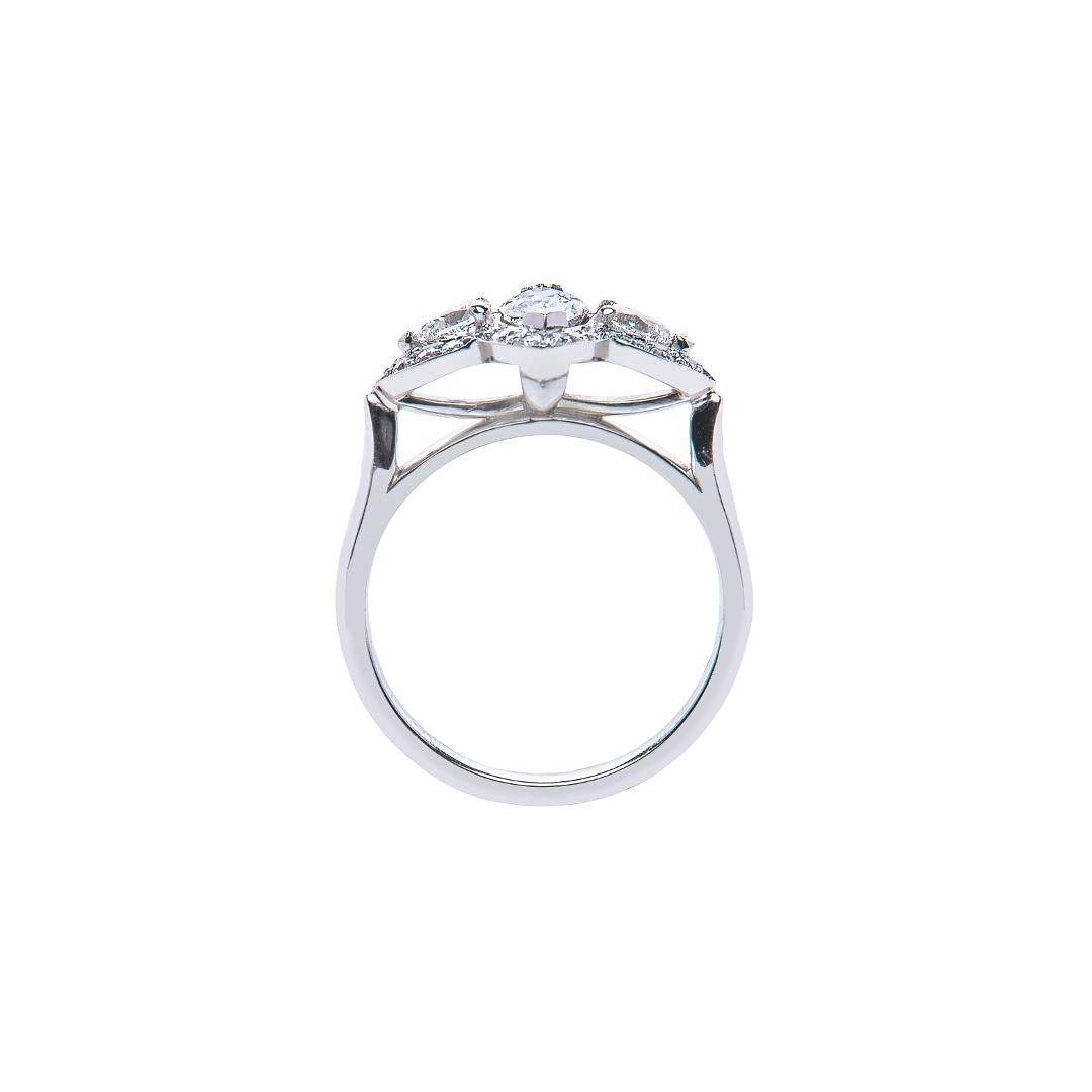 0.44 Carat Marquise Pear Diamond Three-Stone Cluster Ring Natalie Barney For Sale 2