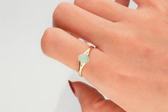 0.44 Carat Opal Oval Cab and Diamond 10K Yellow Gold Wedding Ring