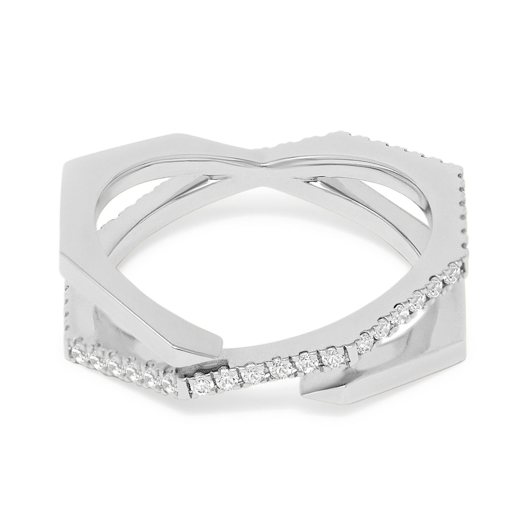 For Sale:  0.44 Carat Round Brilliant-Cut White Diamonds Pave Platinum Xavi Ring 2
