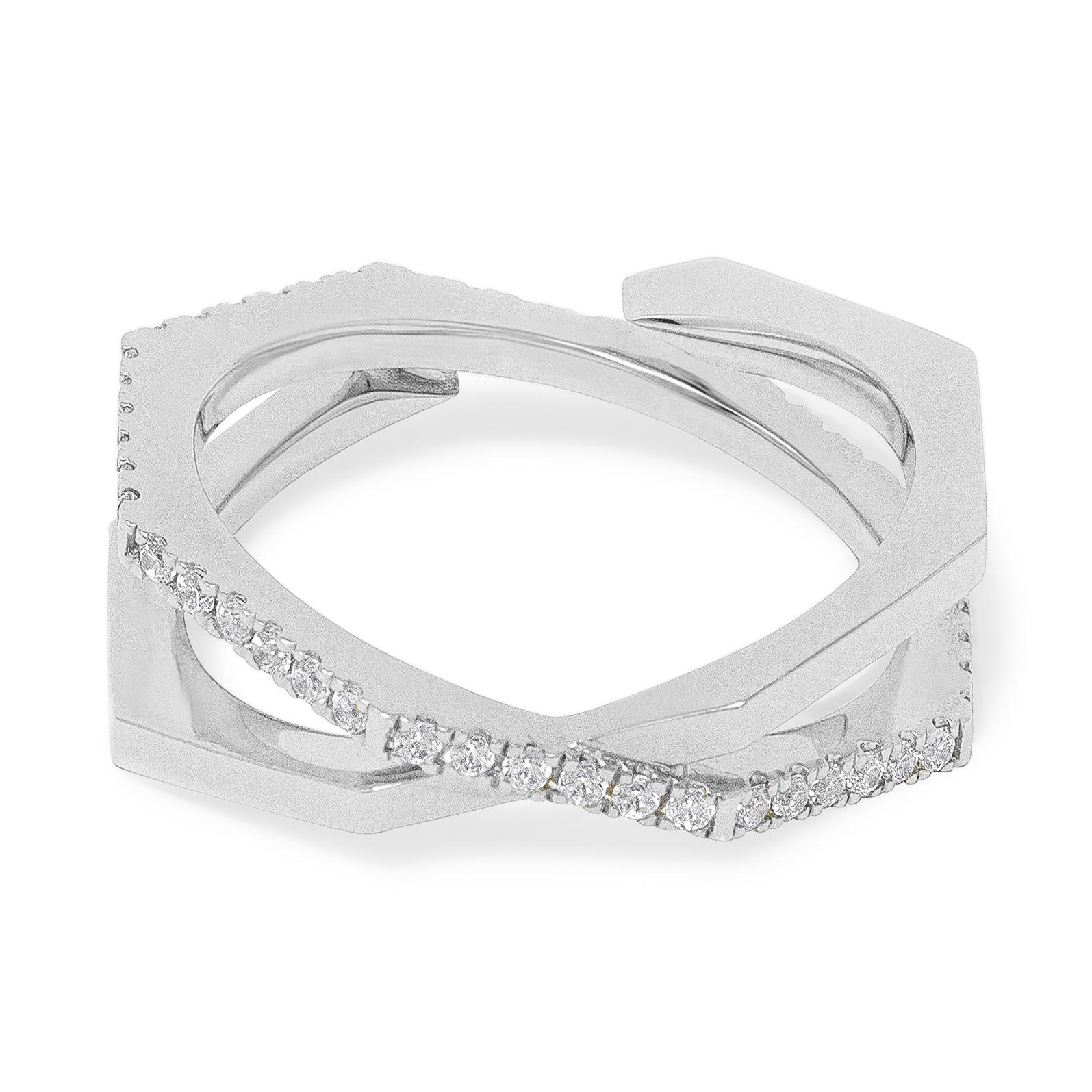 For Sale:  0.44 Carat Round Brilliant-Cut White Diamonds Pave Platinum Xavi Ring 4