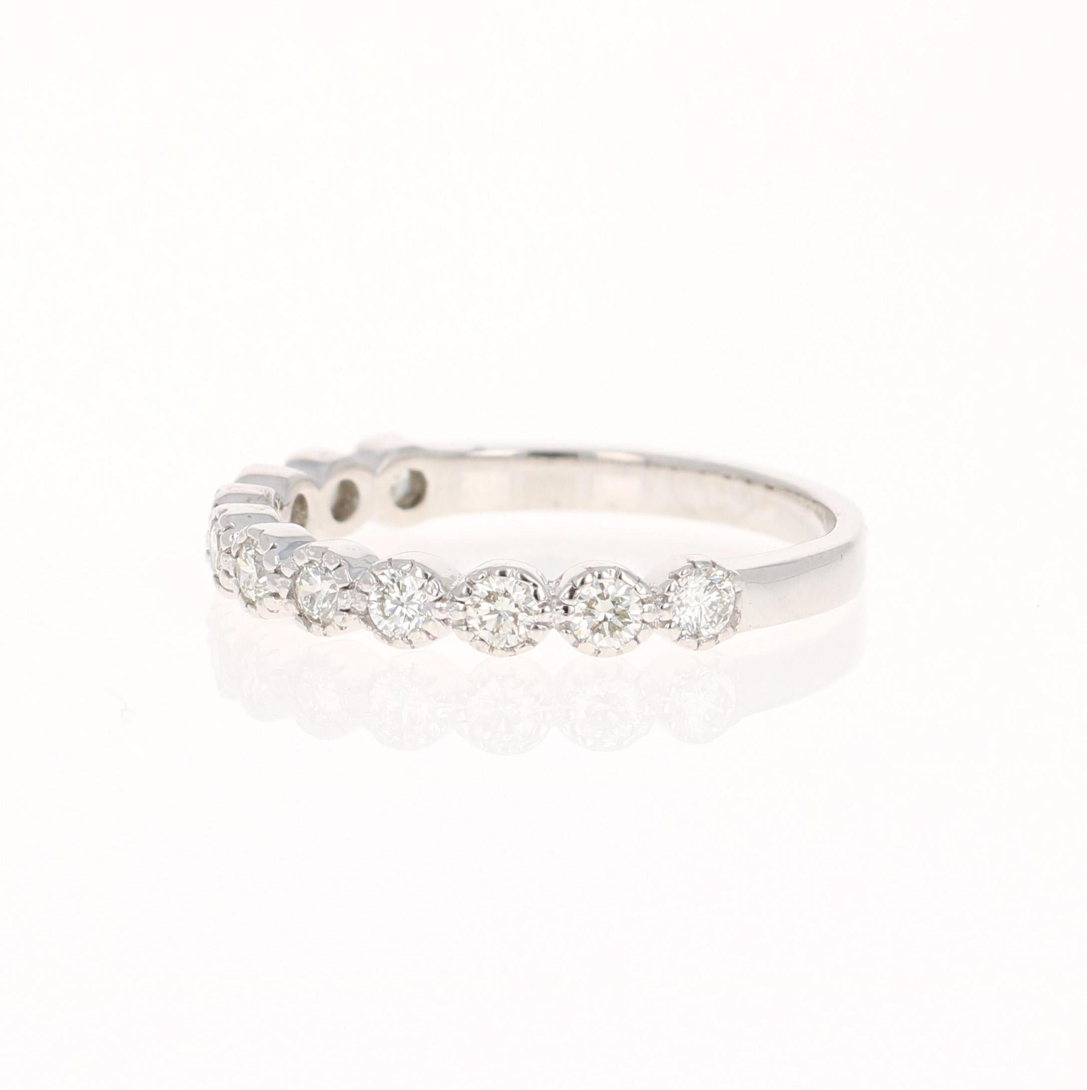 0.44 Carat Round Cut Diamond Band 14 Karat White Gold In New Condition For Sale In Los Angeles, CA