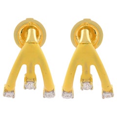 0.44 Carat SI/HI Diamond Arrowhead Enamel Earrings 18 Karat Yellow Gold Jewelry