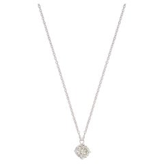 Collier pendentif à breloque solitaire en or blanc 10 carats avec diamants 0,44 carat SI/HI