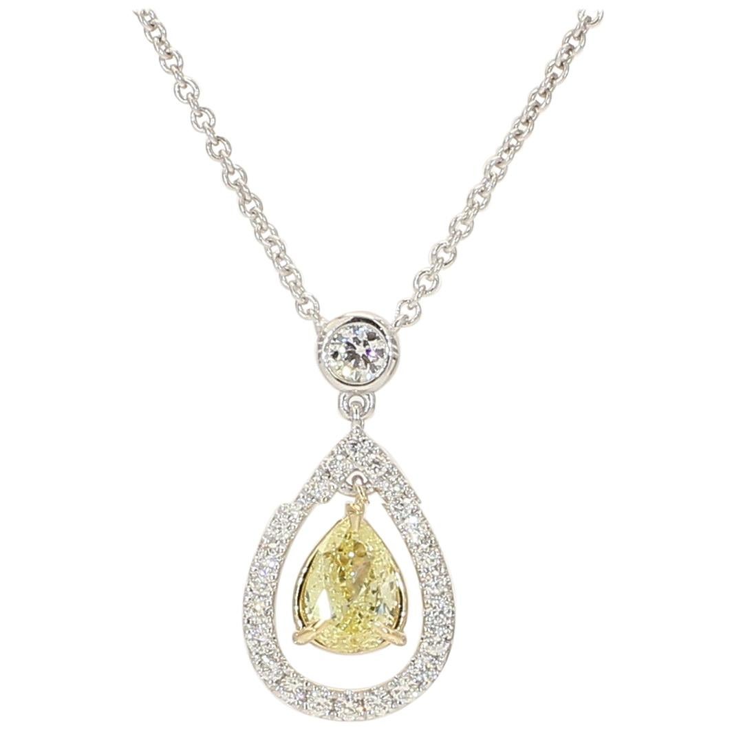 Striking Six Carat Pear Shaped Diamond Pendant at 1stDibs