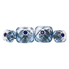 Berca 0.44Kt Sapphire 32kt Hand Inlaid Aquamarine White Gold Setting Cufflinks