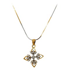 0.44carats Natural Diamond Snowflake Pendant Set In 18ct Yellow 
White Gold