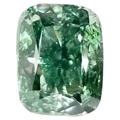 0.44ct Green Diamond - Natural Loose Fancy Deep Blue Green Color AGT Cushion