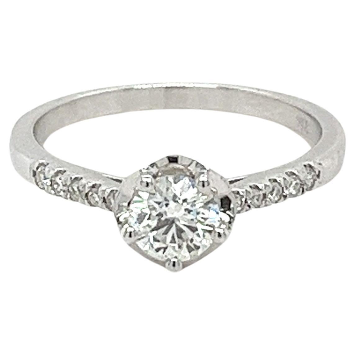 0.44CTTW Natural Diamond Engagement Ring with Vintage Halo & Diamond Sides 