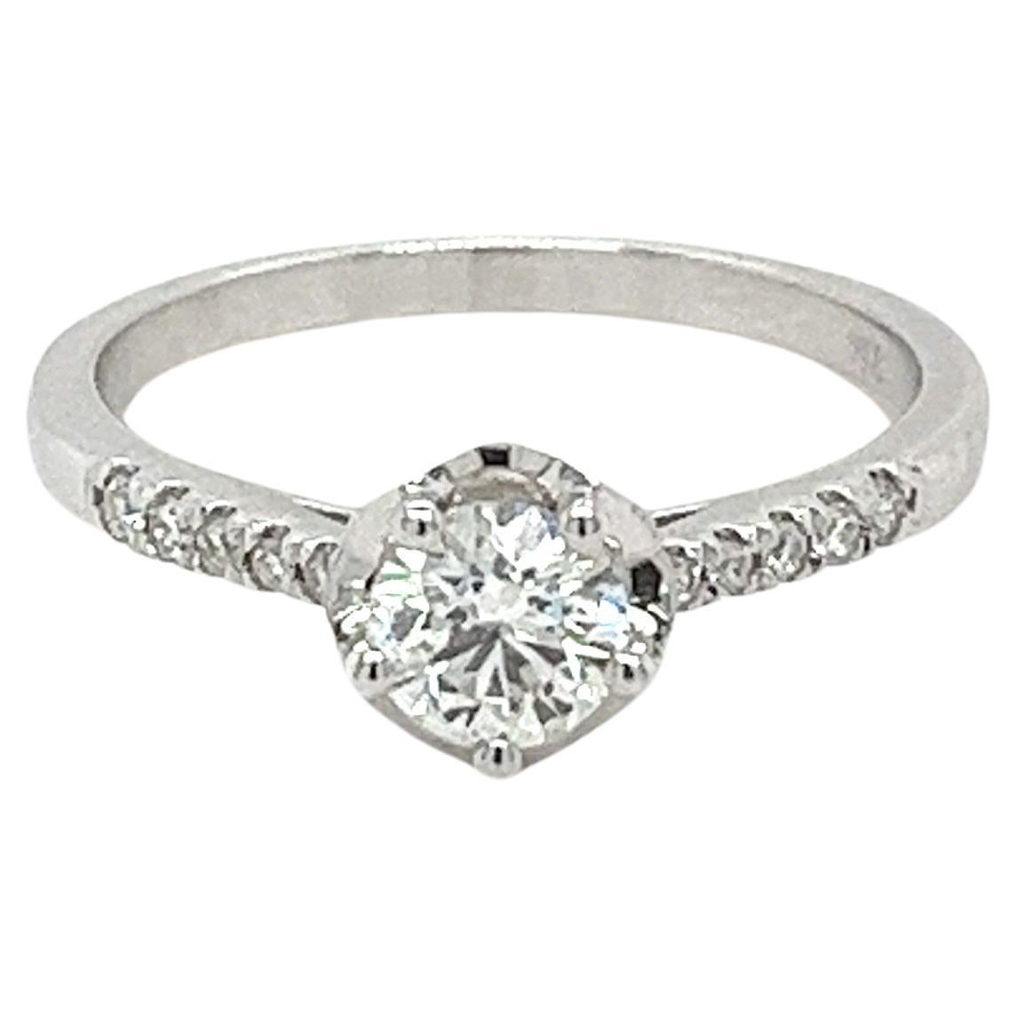0.44CTTW Natural Diamond Engagement Ring with Vintage Halo & Diamond Sides For Sale