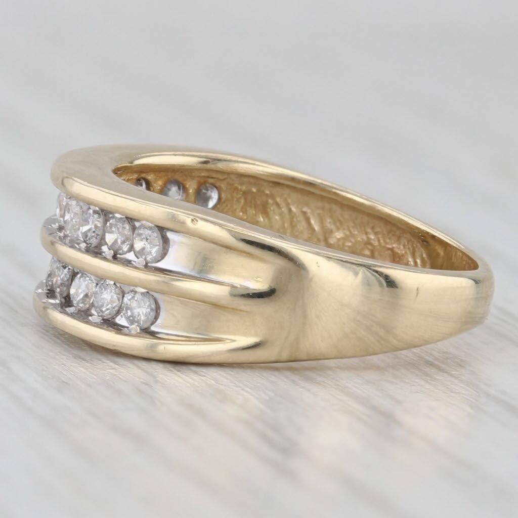 0.44ctw Diamond Double Band Ring 14k Yellow Gold Size 5-5.25 Wedding Stackable Bon état - En vente à McLeansville, NC