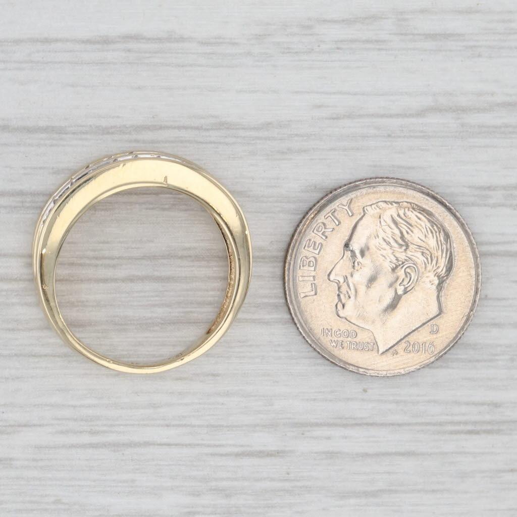 0.44ctw Diamond Double Band Ring 14k Yellow Gold Size 5-5.25 Wedding Stackable Unisexe en vente