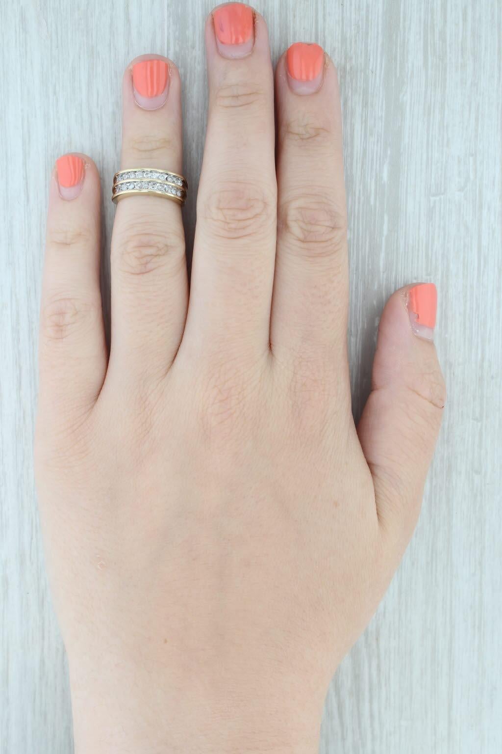 0.44ctw Diamond Double Band Ring 14k Yellow Gold Size 5-5.25 Wedding Stackable en vente 2