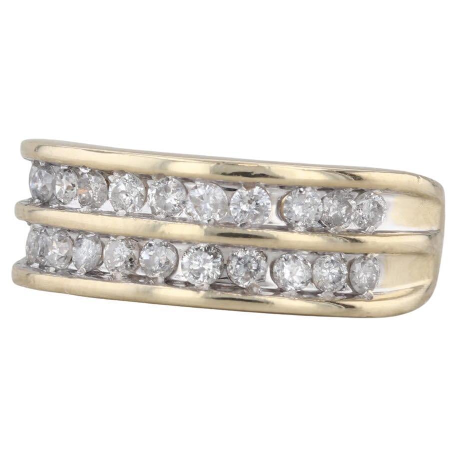 0.44ctw Diamond Double Band Ring 14k Yellow Gold Size 5-5.25 Wedding Stackable