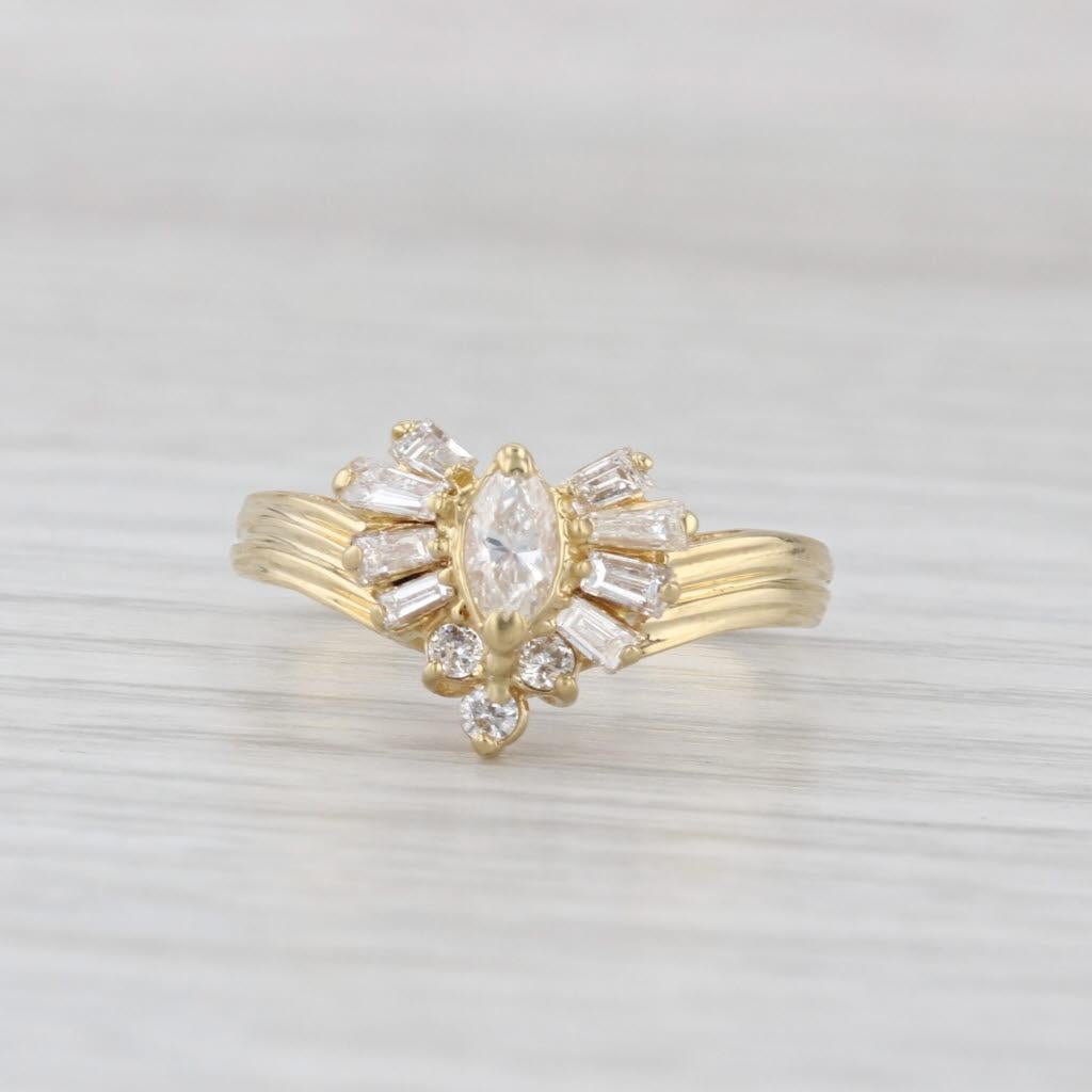 0.44ctw Anillo Marquesa Diamante Oro Amarillo 18k Tamaño 6.25 Compromiso en venta 1