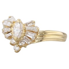 Anello con diamante marquise da 0,44 carati in oro giallo 18 carati, misura 6,25 per il fidanzamento