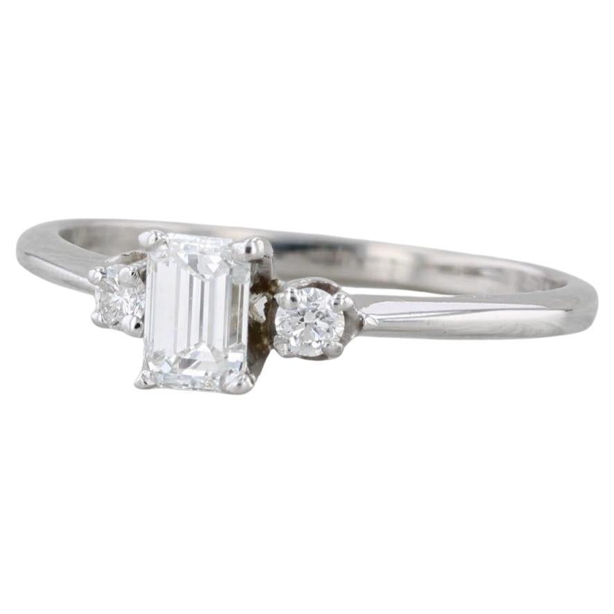 0.44ctw Emerald Cut Diamond Engagement Ring 14k White Gold Size 6.5