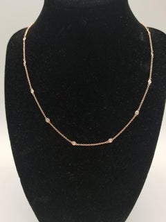 13 Station Diamond by The Yard Necklace 14 Karat Rose Gold