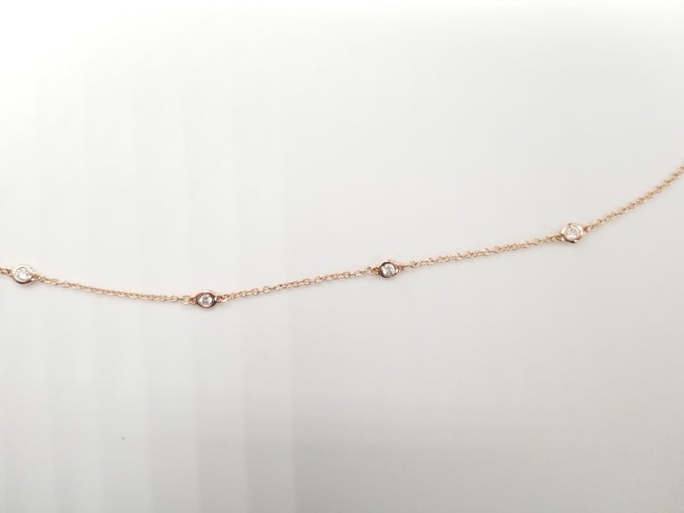 13 Station Diamond by The Yard Necklace 14 Karat Rose Gold at 1stDibs