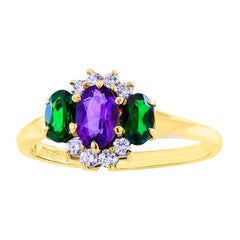0.45 Carat Oval Cut Amethyst & Tourmaline Fashion Ring in Yellow Gold
