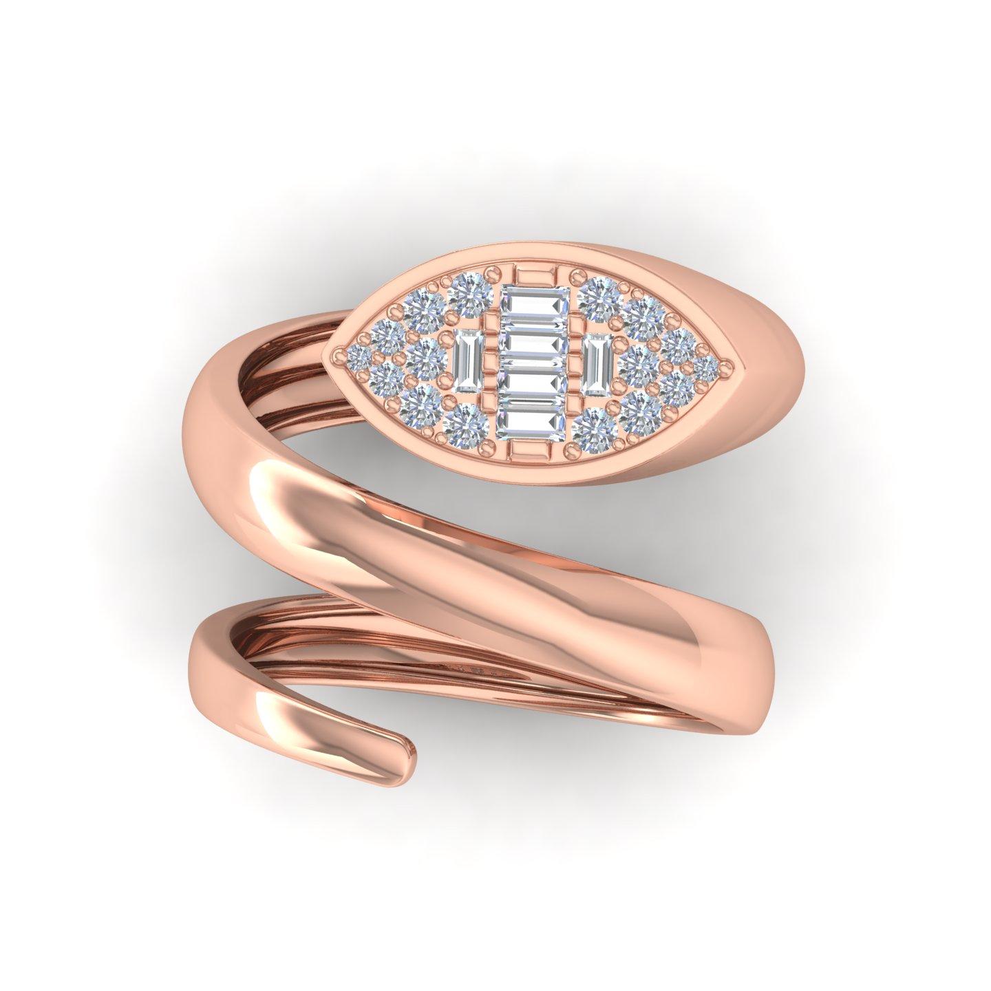 Women's 0.45 Carat Baguette Diamond Snake Wrap Ring 14 Karat Rose Gold Halloween Gift For Sale