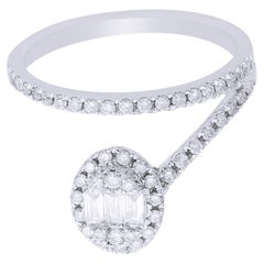 0.45 Carat Baguette Round Diamond Band Ring 18 Karat White Gold Handmade Jewelry