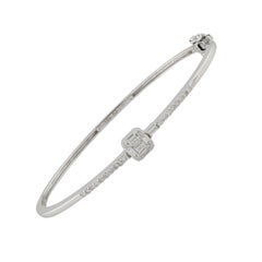 0.45 Carat Baguette 
Round Diamond Bangle Bracelet 14 Karat White Gold Jewelry
