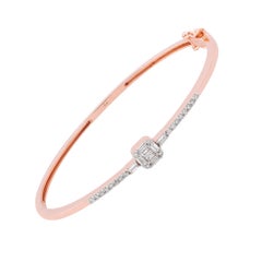 0,45 quilates Baguette Redondo SI/H Brazalete de diamantes Joyas de oro rosa de 18 quilates